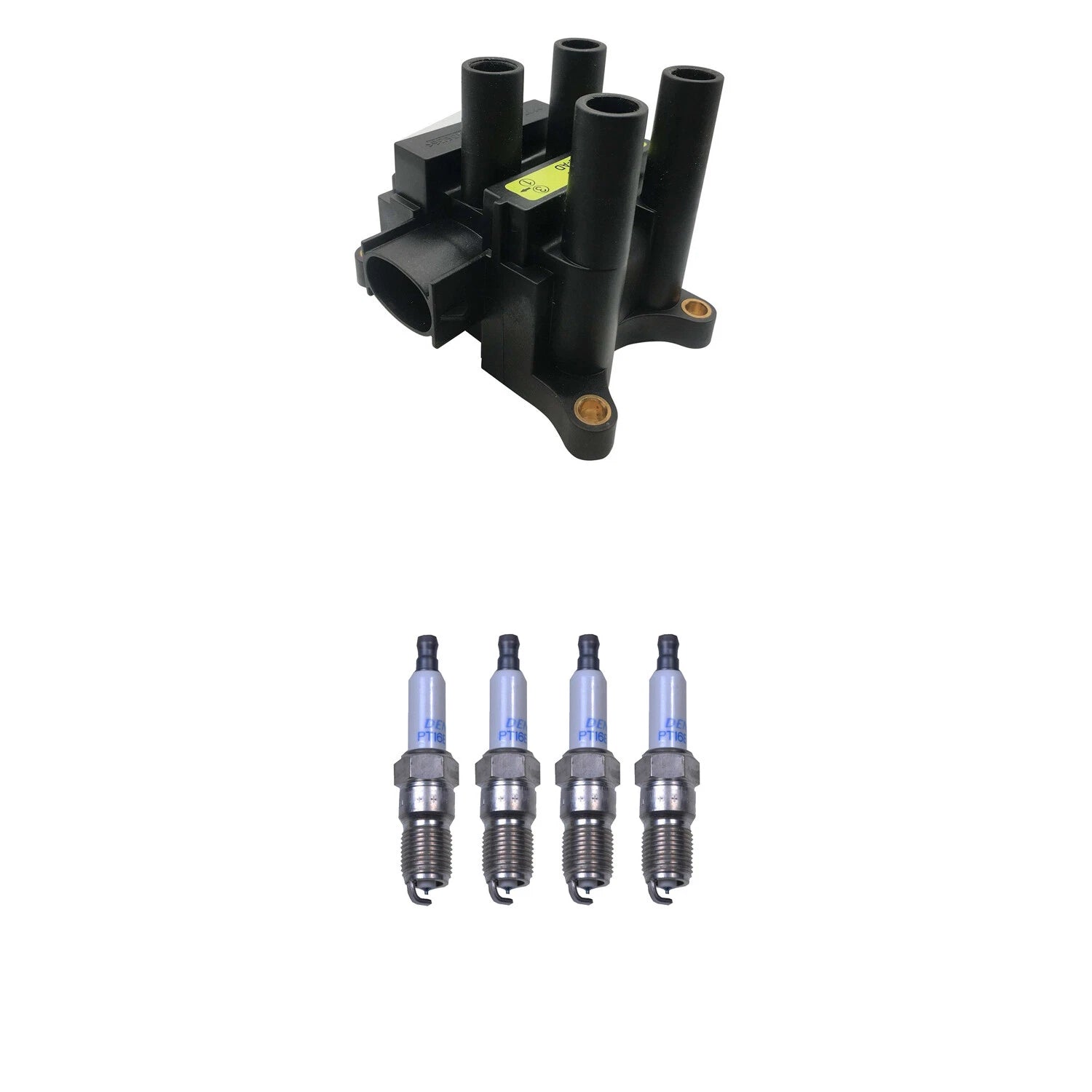 Set of 4 Hitachi Ignition Coils & Denso Spark Plugs for Ranger 2.3 L4
