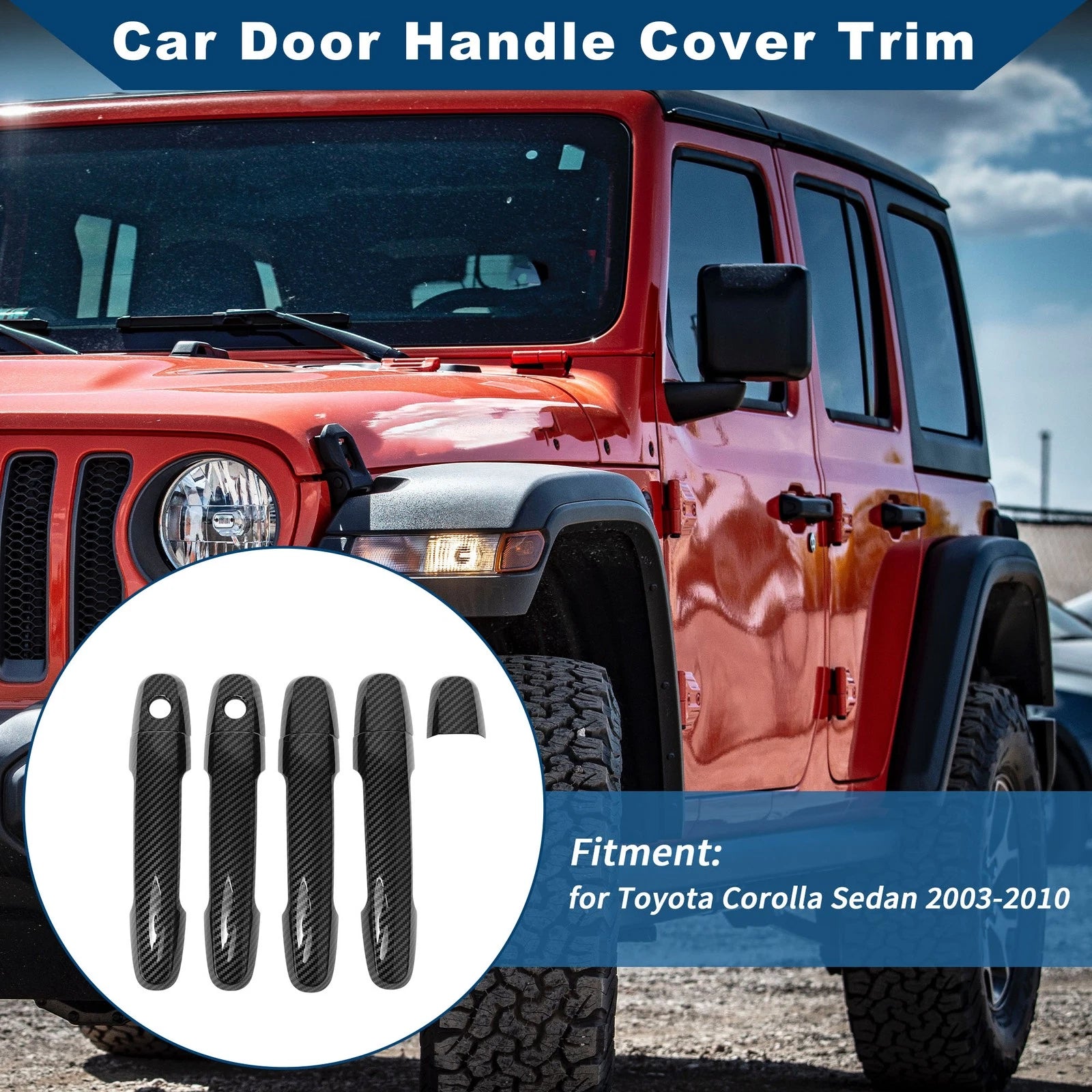 Car Door Handle Cover Trim for Toyota Corolla Sedan (2003–2010) | Carbon Fiber Black