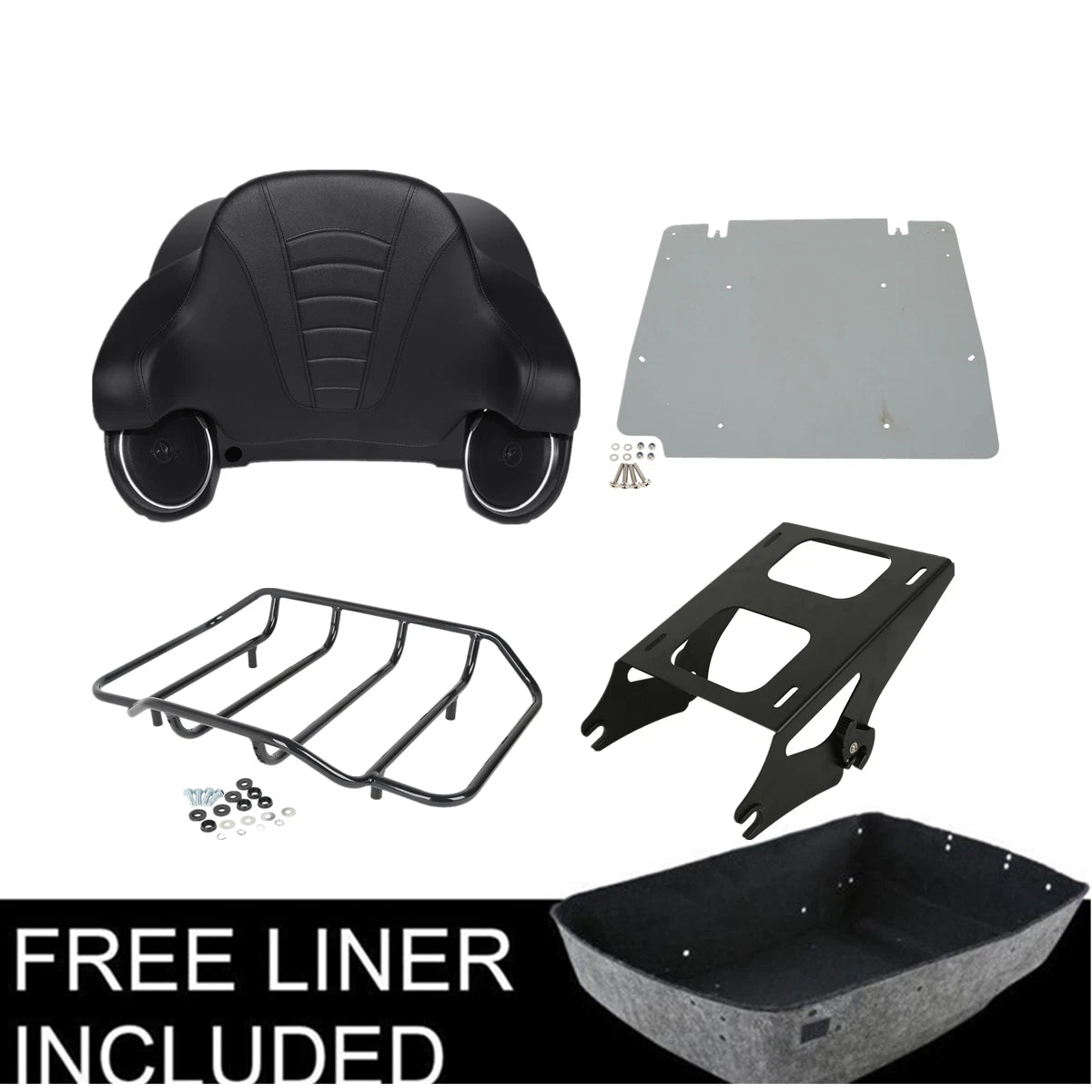 Trunk Mount Rack Speakers Plate for Harley Touring FLHT (2014–2023) Black