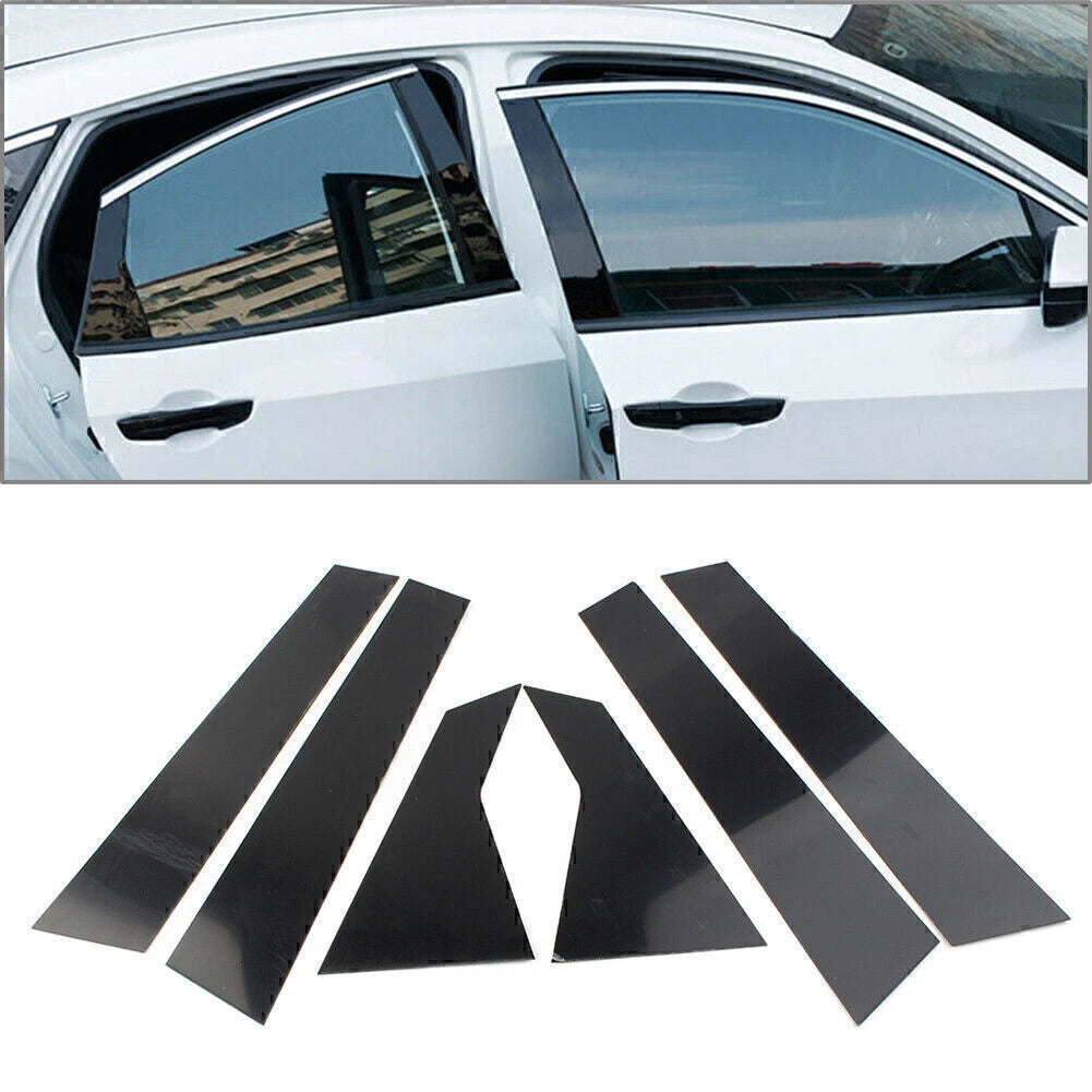 Set of 6 Door Trim Cover Kit Black Pillar Posts for Honda Civic (2016–2020)