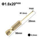 Set of 4 Alloy Steel Screwdriver Bits PH00 PH0 PH1 PH2 for 1/4 Inch Hex Shank