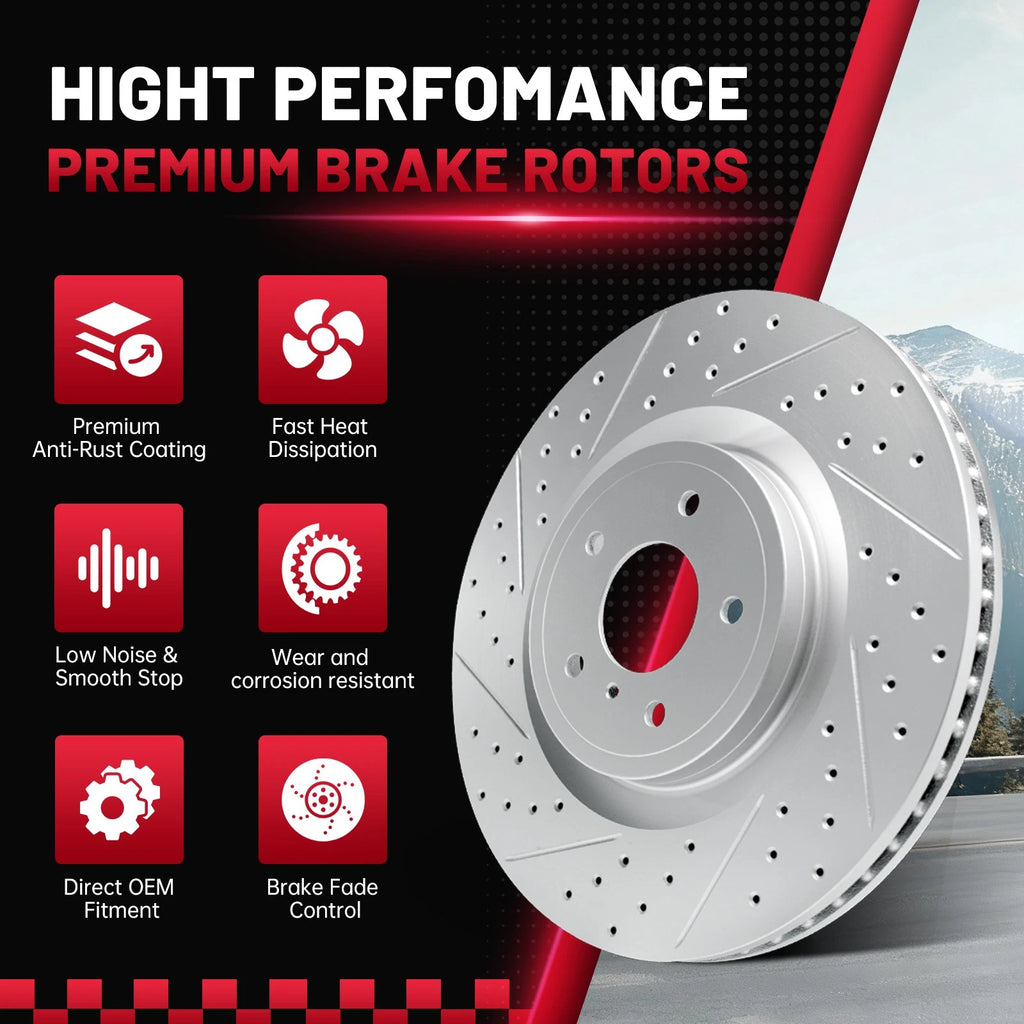 Front Drilled Rotors + Ceramic Brake Pads for Chevy Captiva Sport (2012–2015)