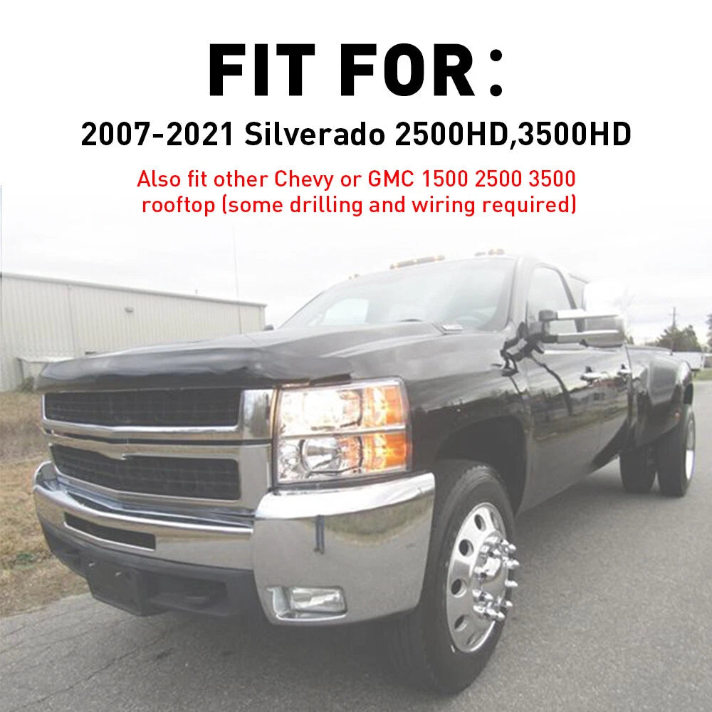 White LED Roof Top Running Cab Lights for Chevy GMC 2500/3500 (2007–Present)