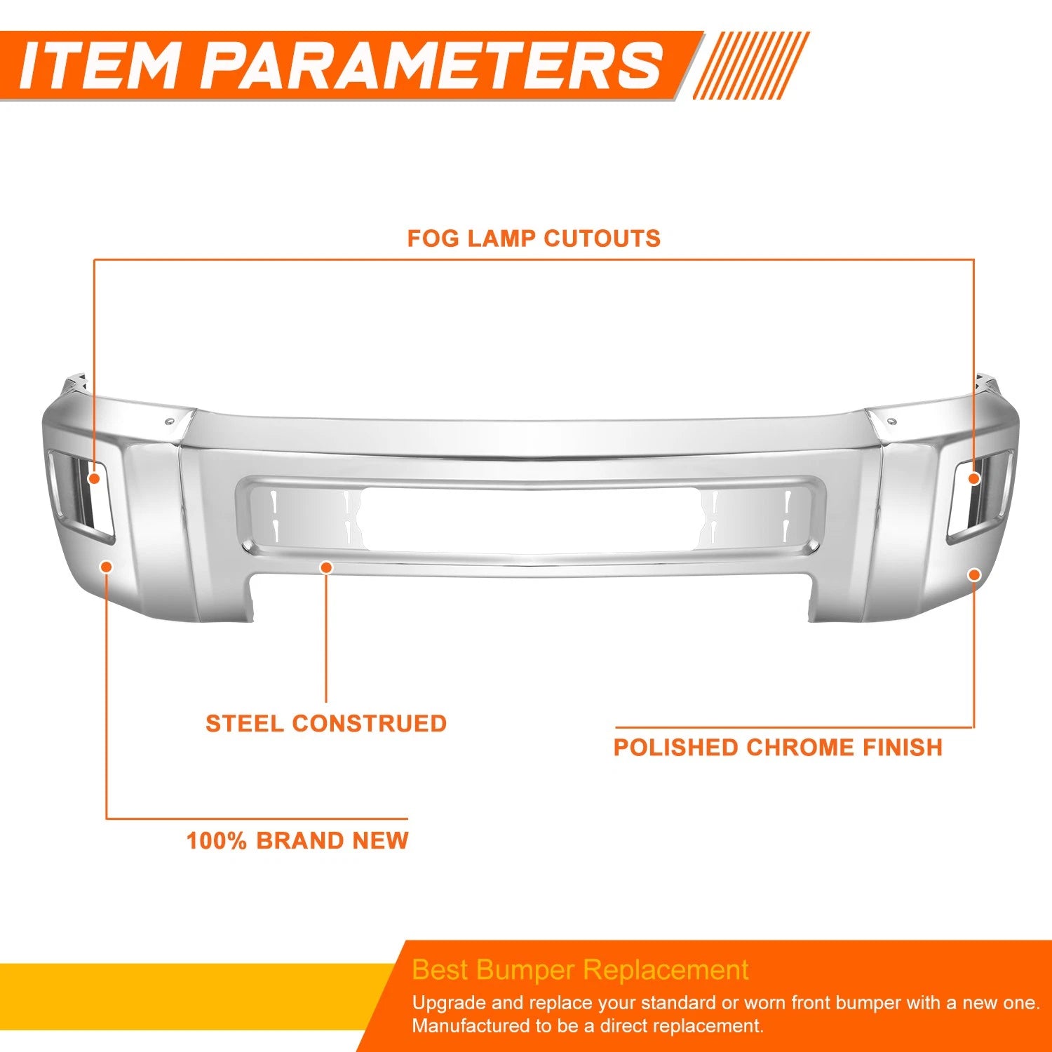 Front Bumper Face Bar for Chevy Silverado 2500 3500 (2015–2019)