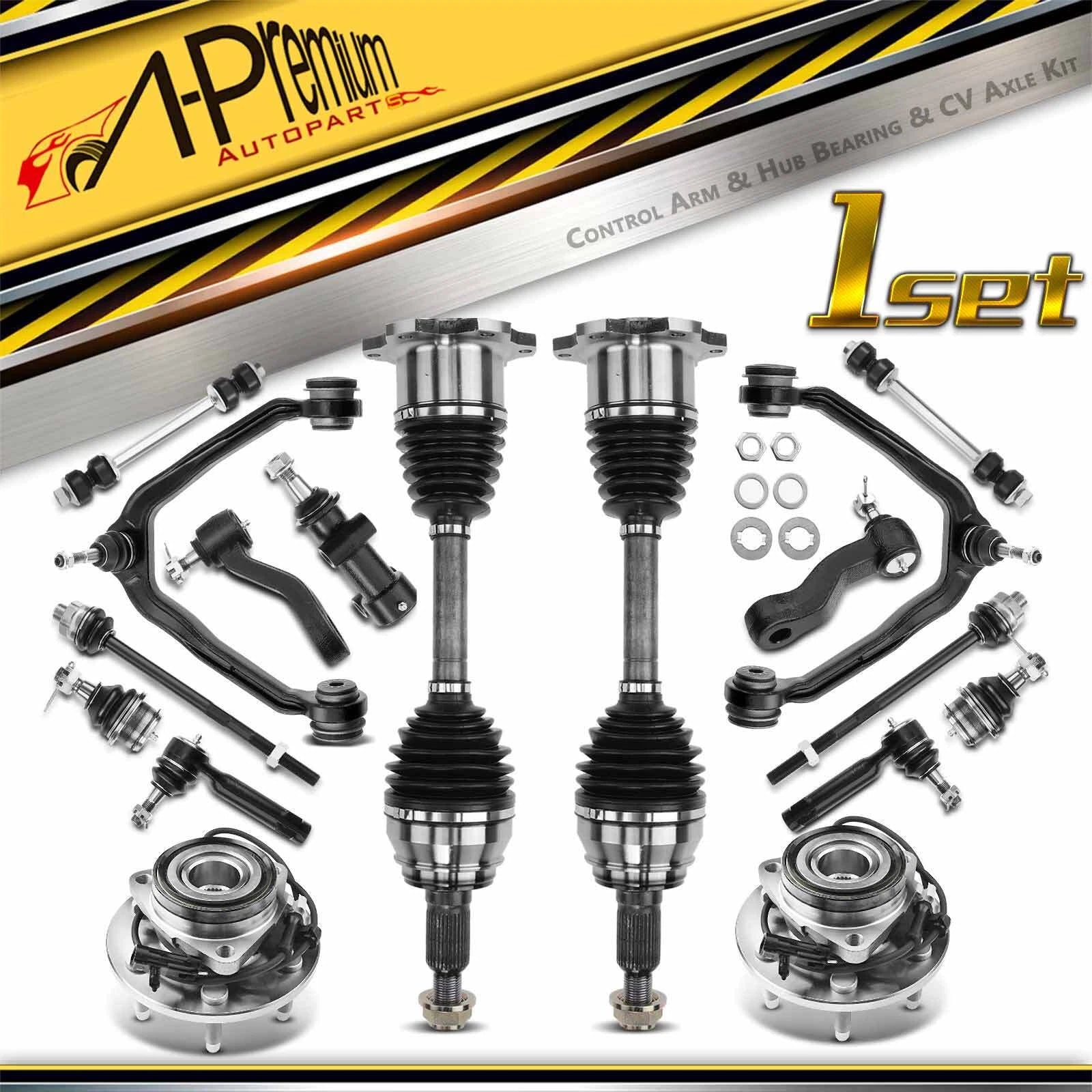 Hub Bearing CV Axle Control Arm Kit for Chevy Silverado GMC 