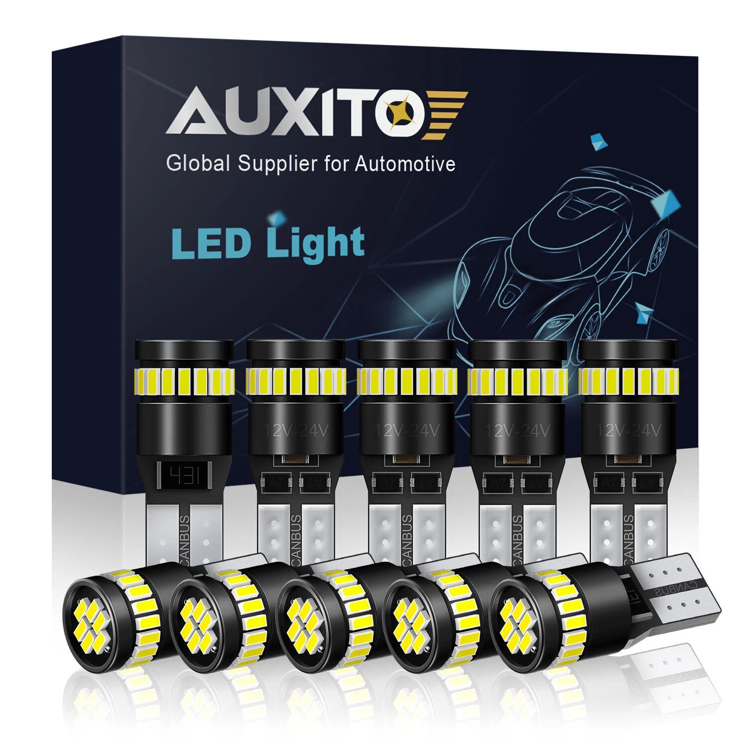 10x AUXITO T10 168 194 LED Bulbs for Interior License Side Marker (CANBUS)