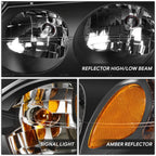 Pair of Black Housing Amber Turn Signal Headlights for Chevy Impala (2000–2005)
