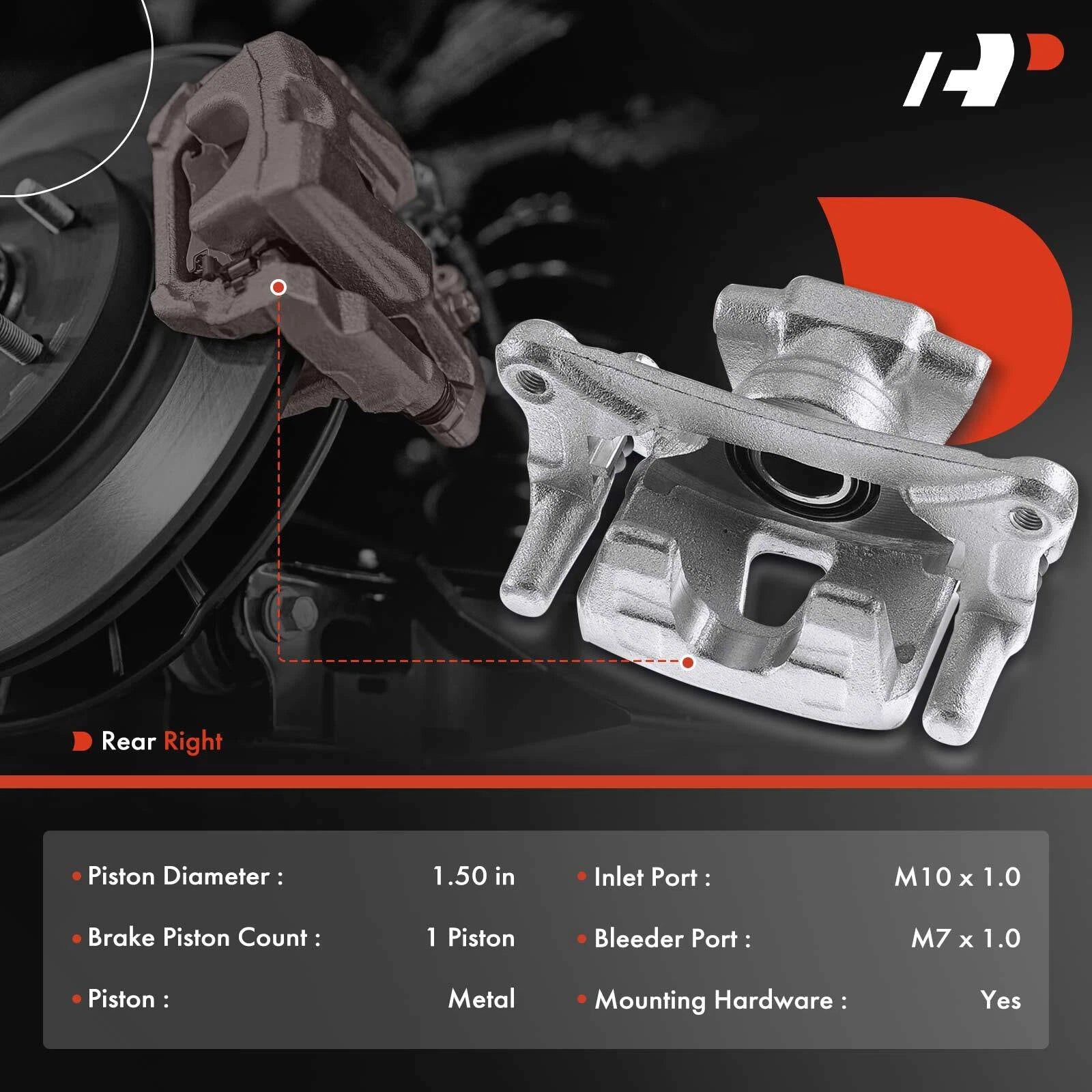 Rear Right Brake Caliper with Bracket for Mitsubishi Endeavor (2004–2011)