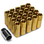 16 Pcs J2 7075 Forged Aluminum M12x1.5 Open-End Lug Nut Set w/4 Lock+Key Gold