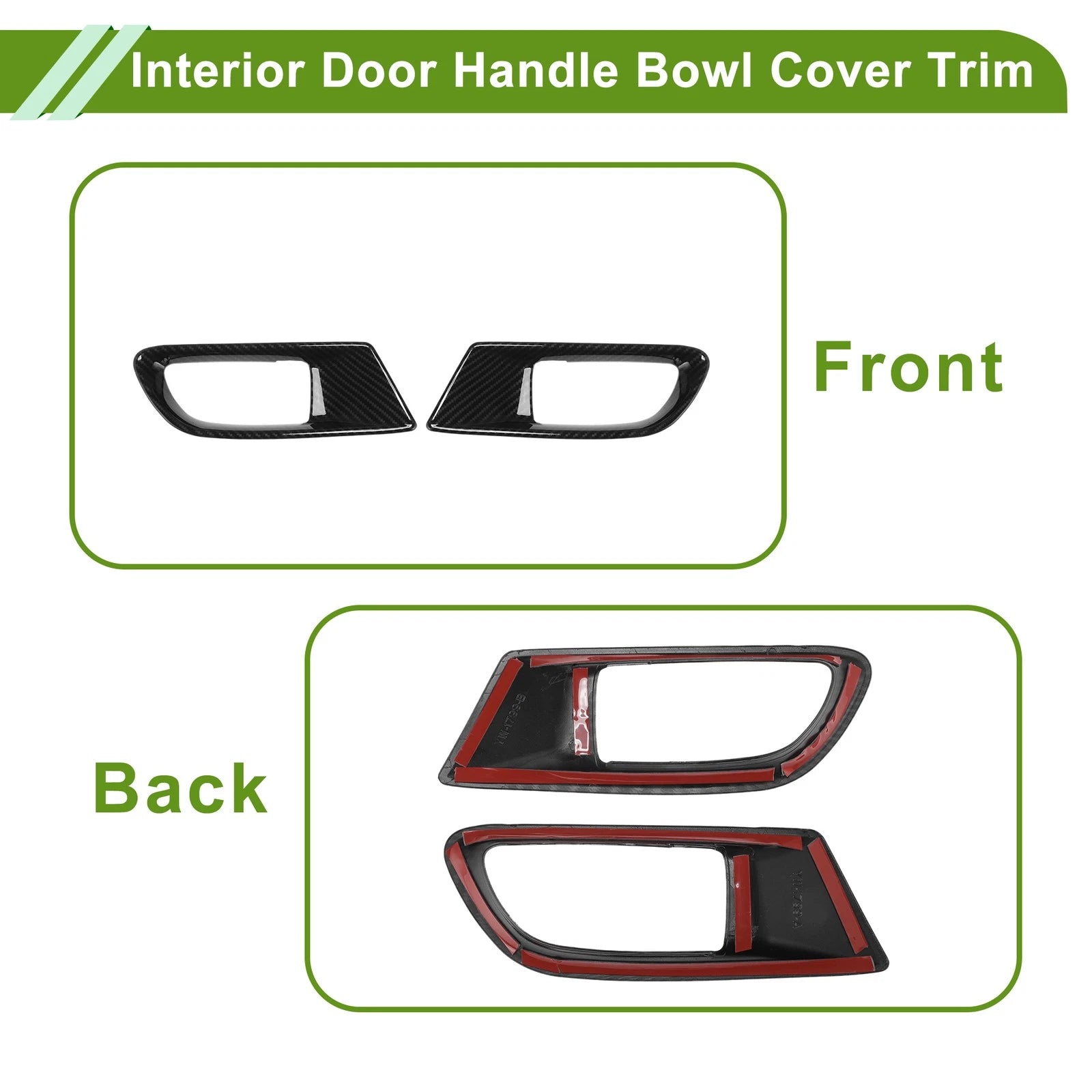Set of 2 Interior Door Handle Bowl Cover Trim for Subaru BRZ (2012–2020) Black ABS