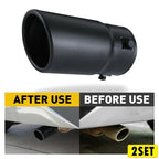 Set of 2 Exhaust Tips for Universal Fit (1.55-2.75" Tail) Black Stainless Steel