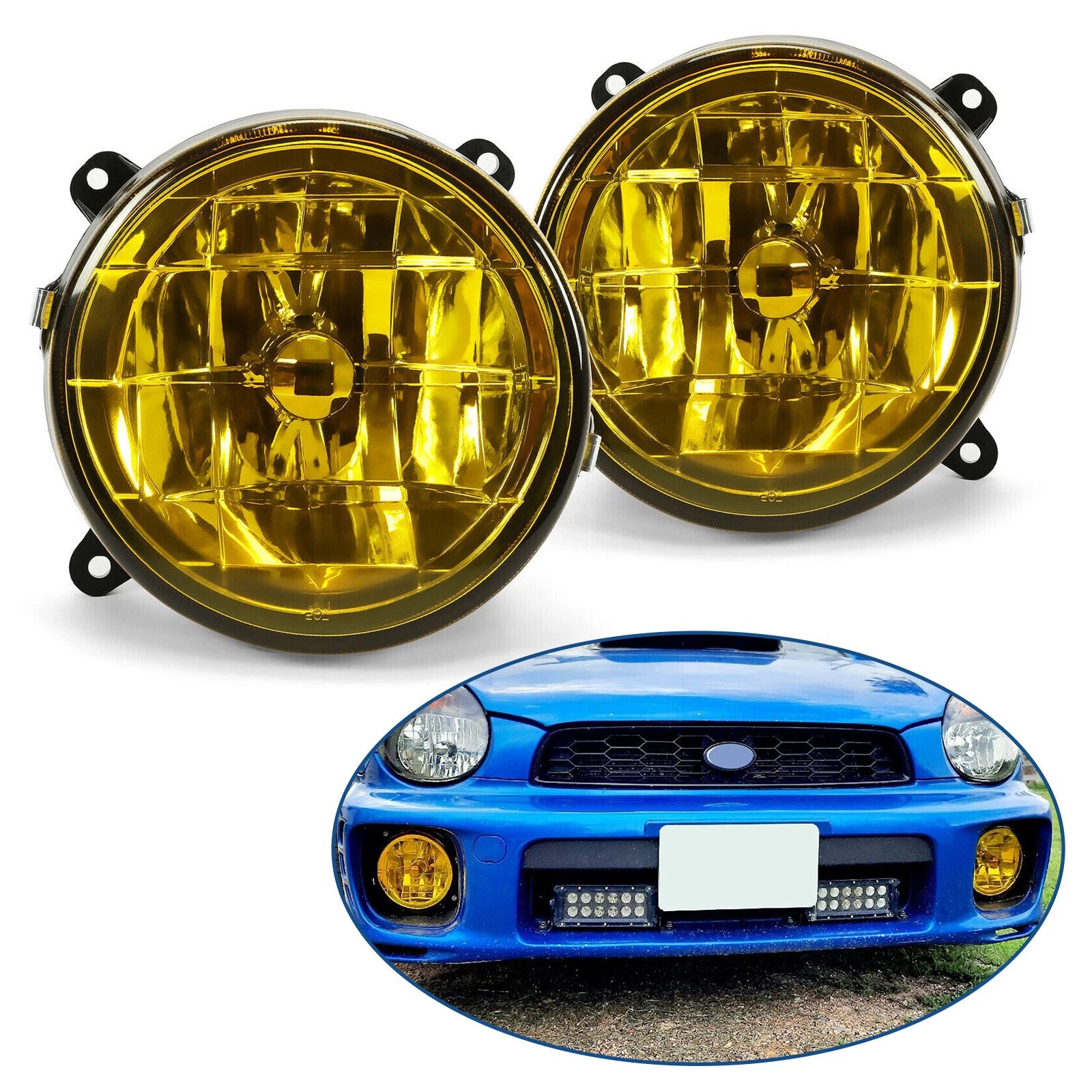 Set of 2 Yellow Lens Glass Fog Lights for Subaru Impreza RS / WRX (2002–2003)