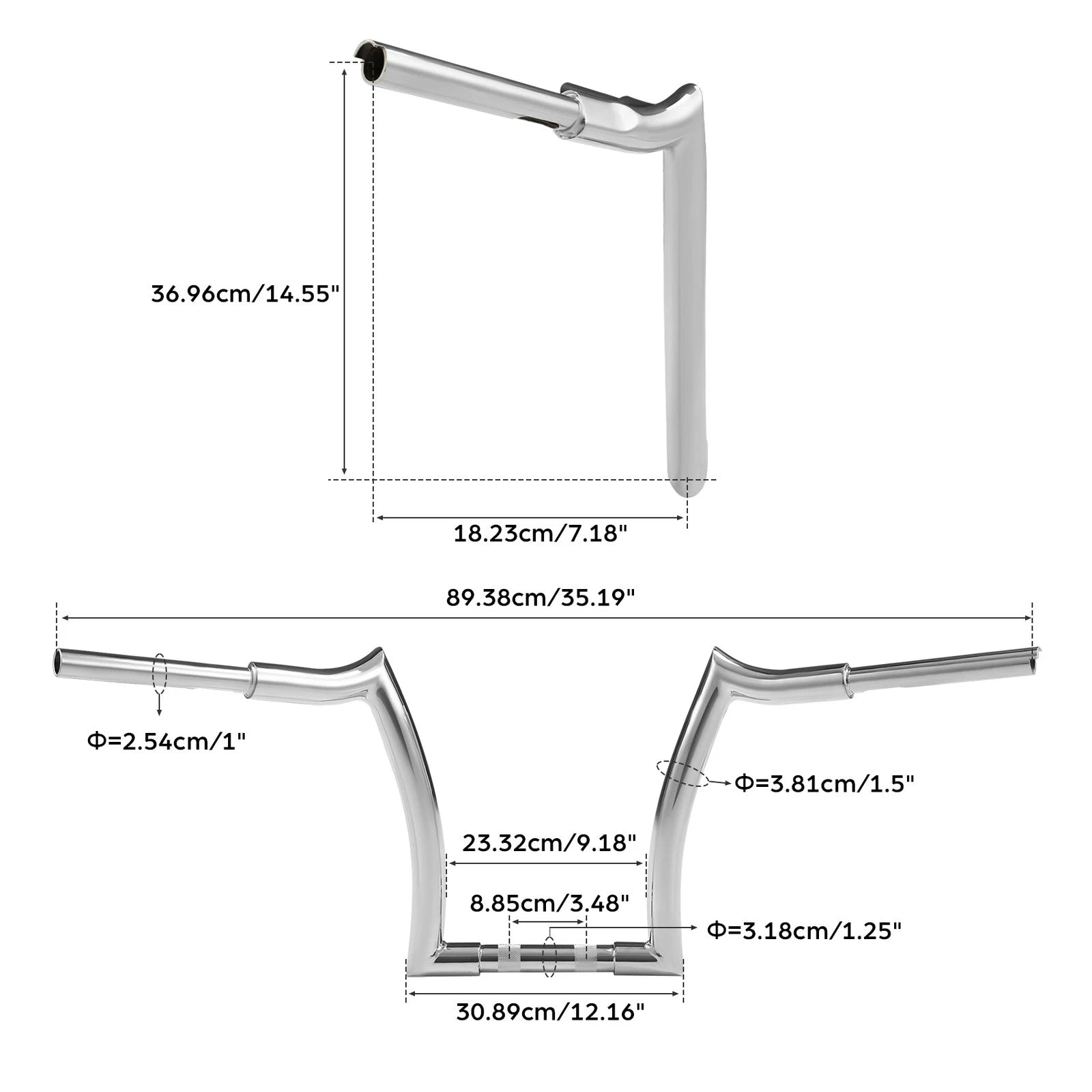 1.25" Rise 10" 12" 14" Ape Hanger Handlebar for Harley Softail Road King