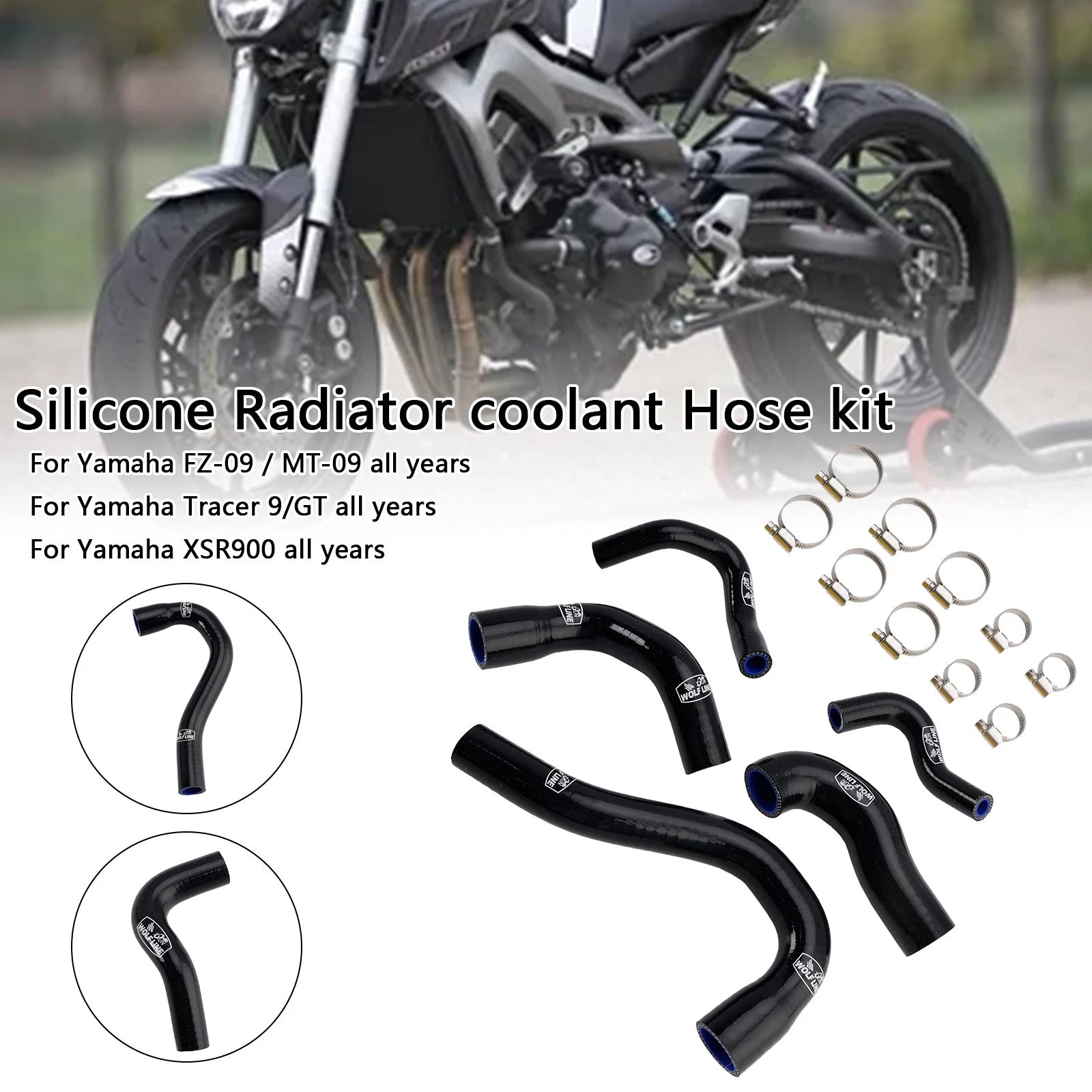Silicone Radiator Coolant Hose for Yamaha MT-09 XSR900 Tracer 9/GT (All Years)