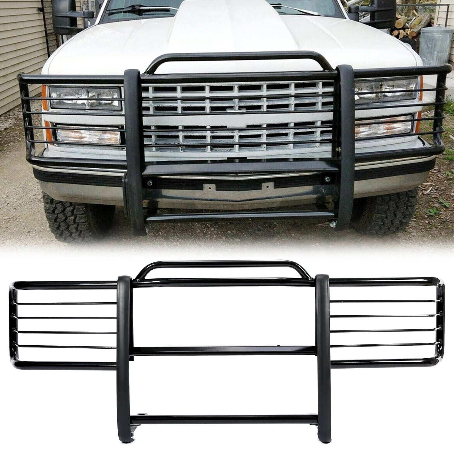 Steel Grille Brush Bumper Guard for Chevy GMC Silverado Sierra (1988–2000)