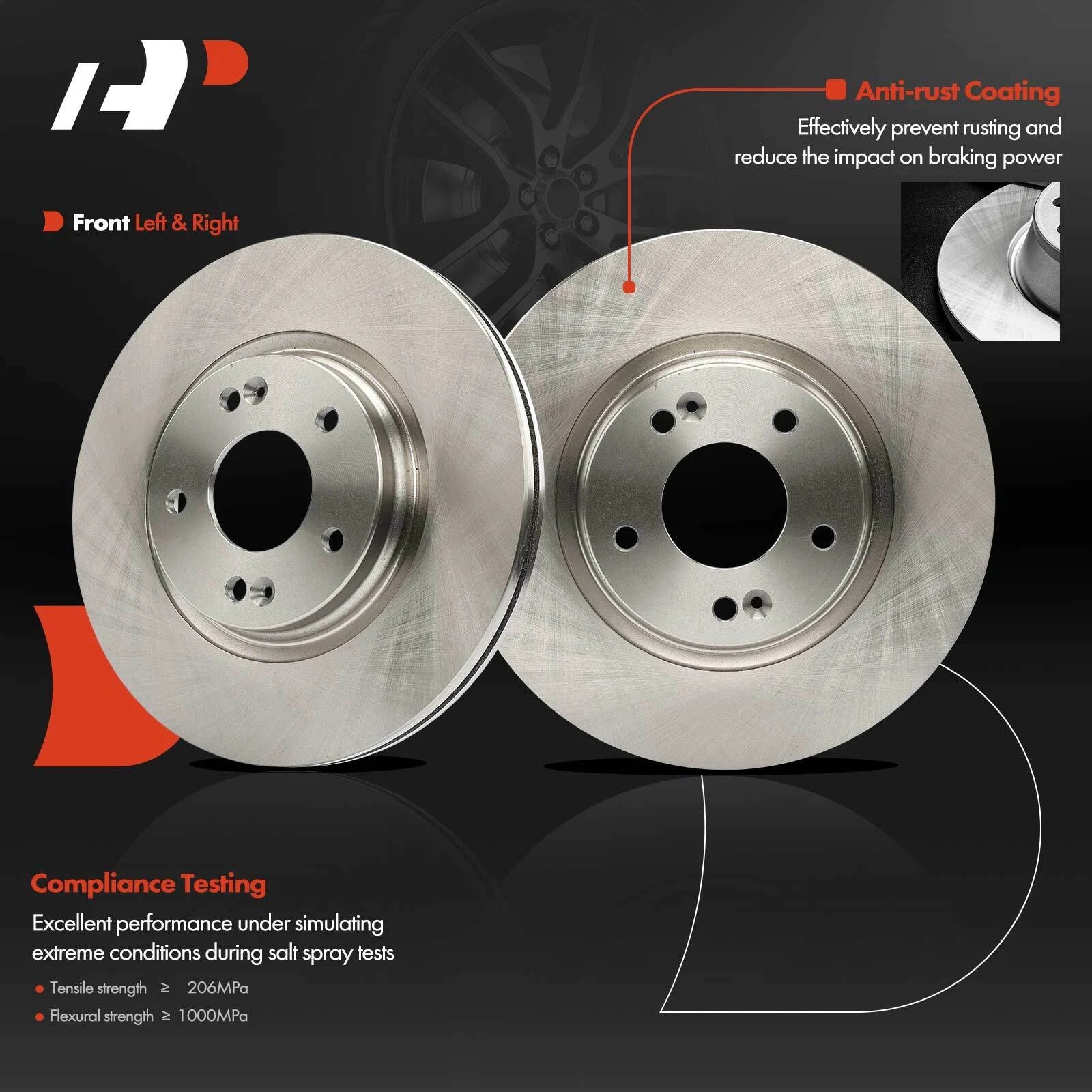 Front Disc Brake Rotors & Ceramic Pads for Hyundai Sonata (2015–2019)