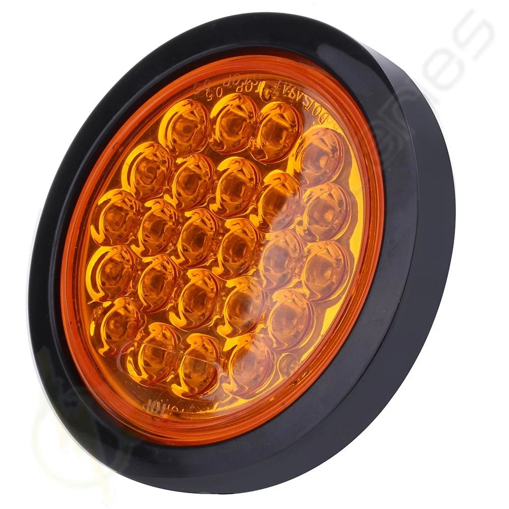 15pcs 24V 4" LED Side Marker Tail Lights for Trailer Clearance (Round Amber)