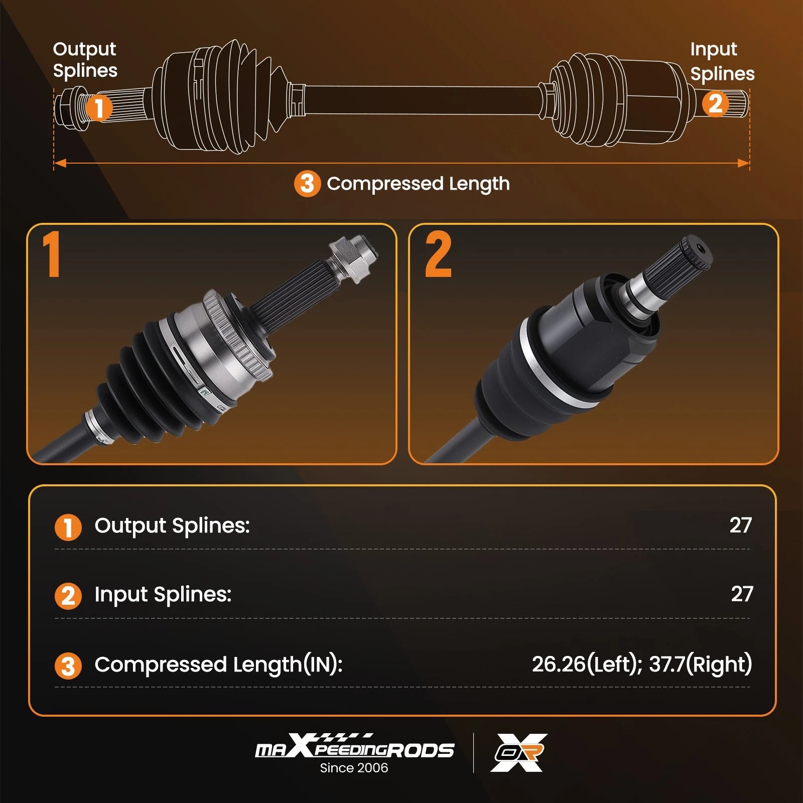 2X Front CV Axles for Hyundai Elantra Coupe (2013-2018)