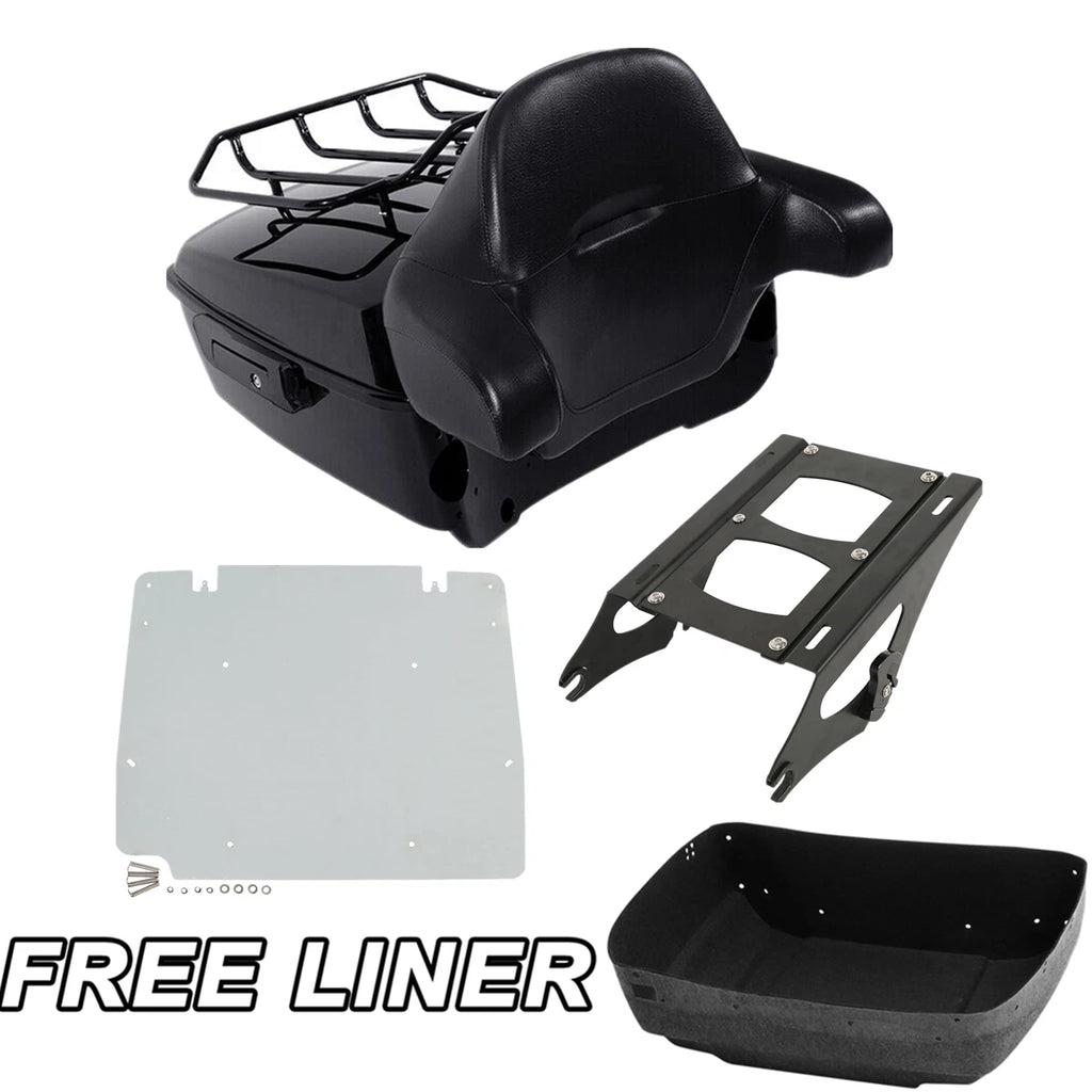 Trunk Backrest Pad Plate Mount Rack for Harley Touring Road Glide (2014–2026)