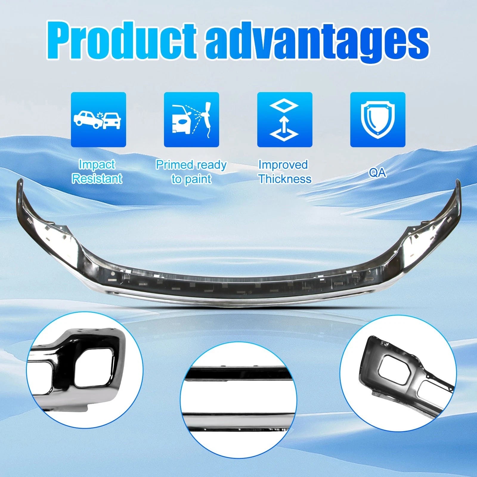 Chrome Steel Front Bumper for Ford F-250 F-350 Super Duty (2011–2016)