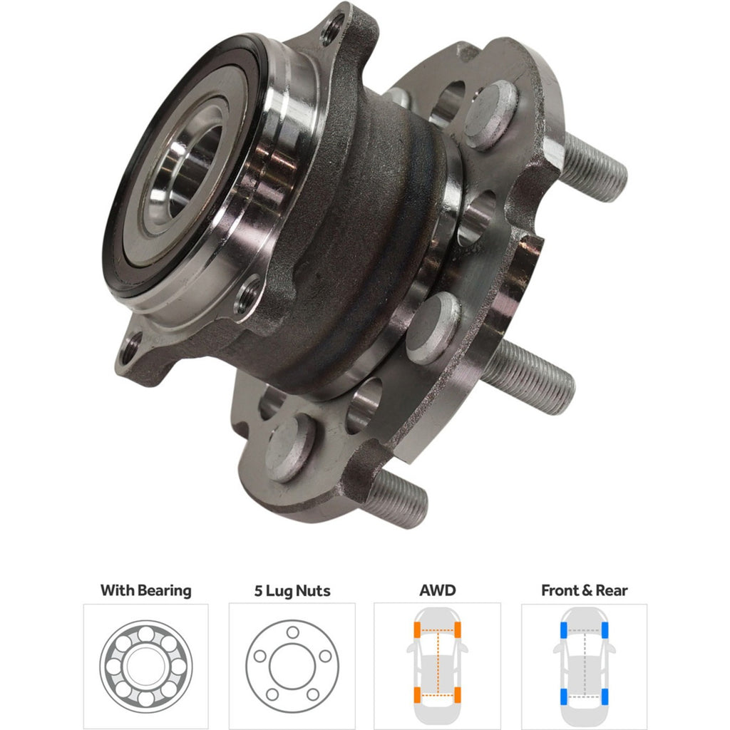 Wheel Hubs for Honda Pilot (2009–2015) Front & Rear with Bearing AWD