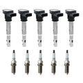 Set of 5 Ignition Coils & Denso Iridium Spark Plugs for Audi TT RS (2009–2019)