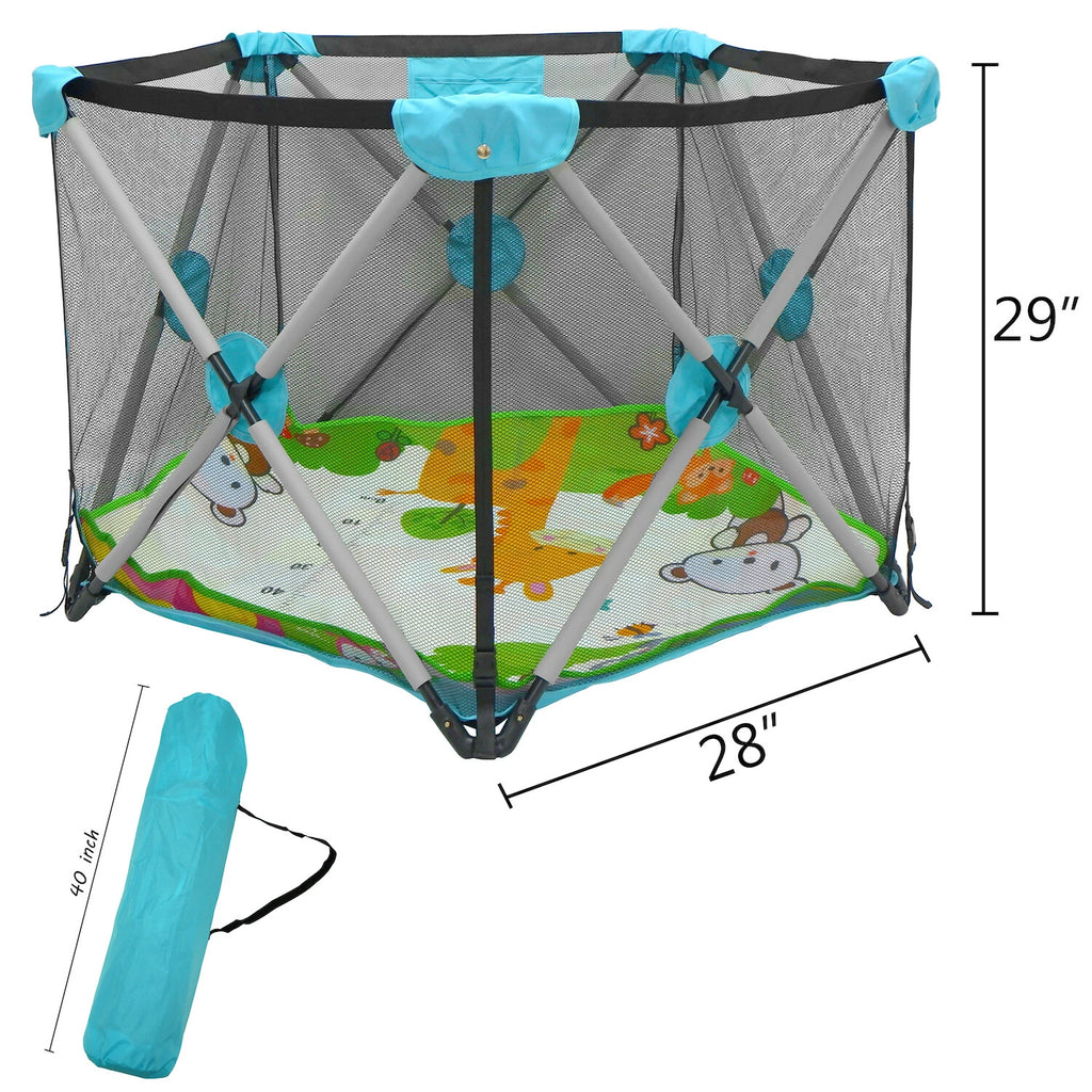 Safety Playpen for Kids Pets Indoor Outdoor (Portable Foldable Mesh)