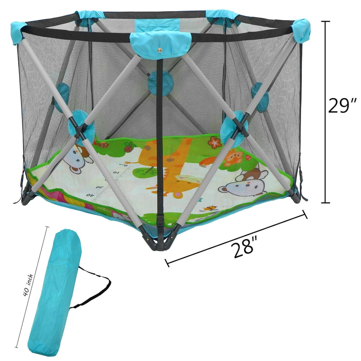 Safety Playpen for Kids Pets Indoor Outdoor (Portable Foldable Mesh)