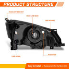 Headlights for Nissan NV200 (2013–2021) Black Housing Clear Side Replacement