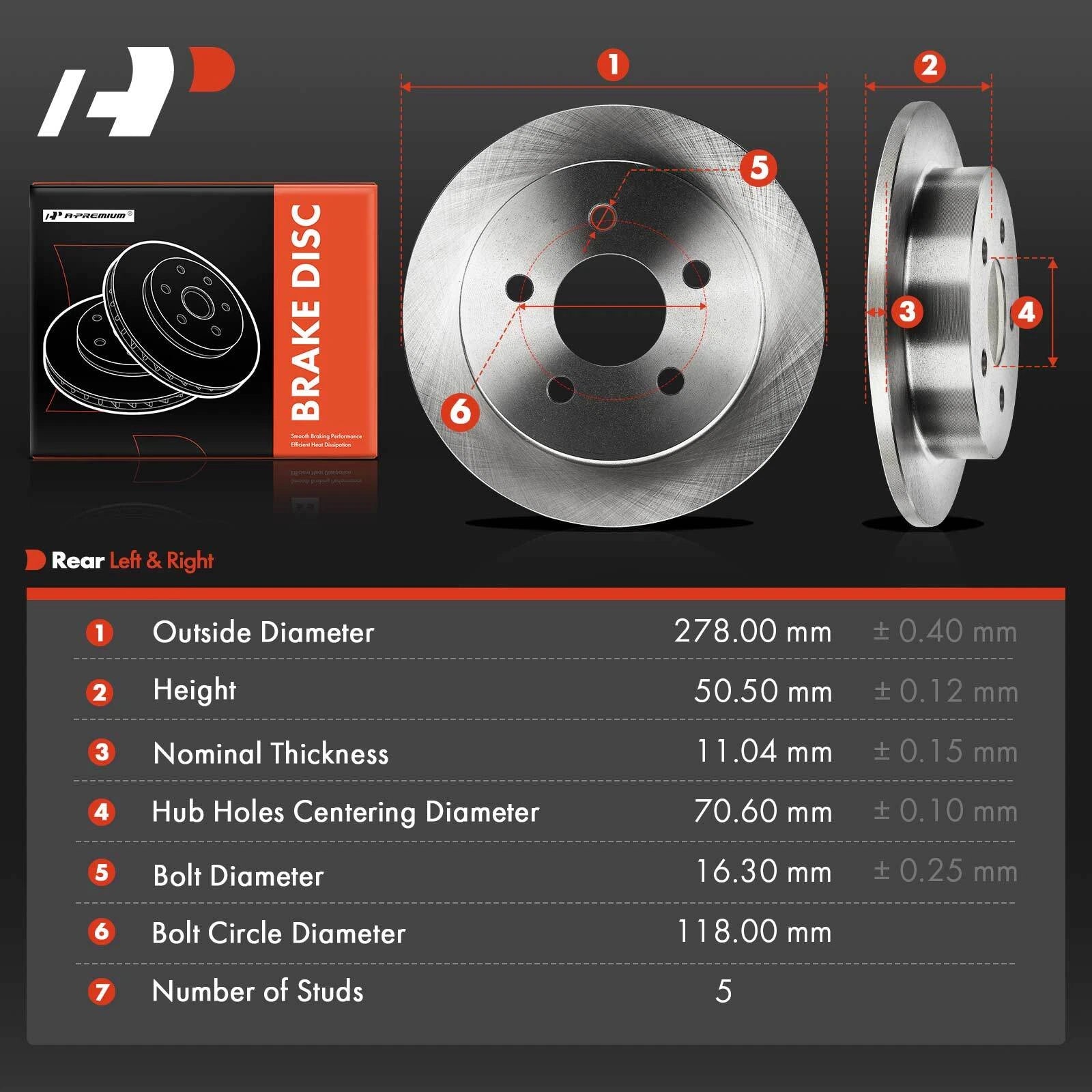 Rear Disc Brake Rotors for Chevy Impala (2000–2005) Buick Regal (1997–2004)