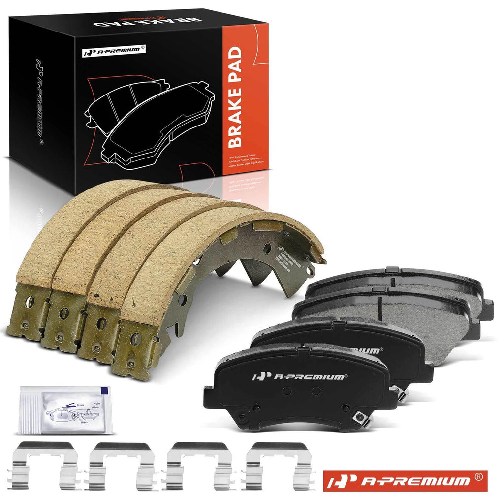Set of 8 Ceramic Brake Pads & Shoes for Hyundai Accent (2012–2017)