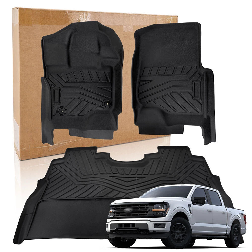 TPE Floor Mats Liners for Ford F-150 F150 Lightning Super Crew Cab (2015–2024)