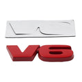 V6 Logo Metal Car Emblem Badge for Universal Fit (3D Red)