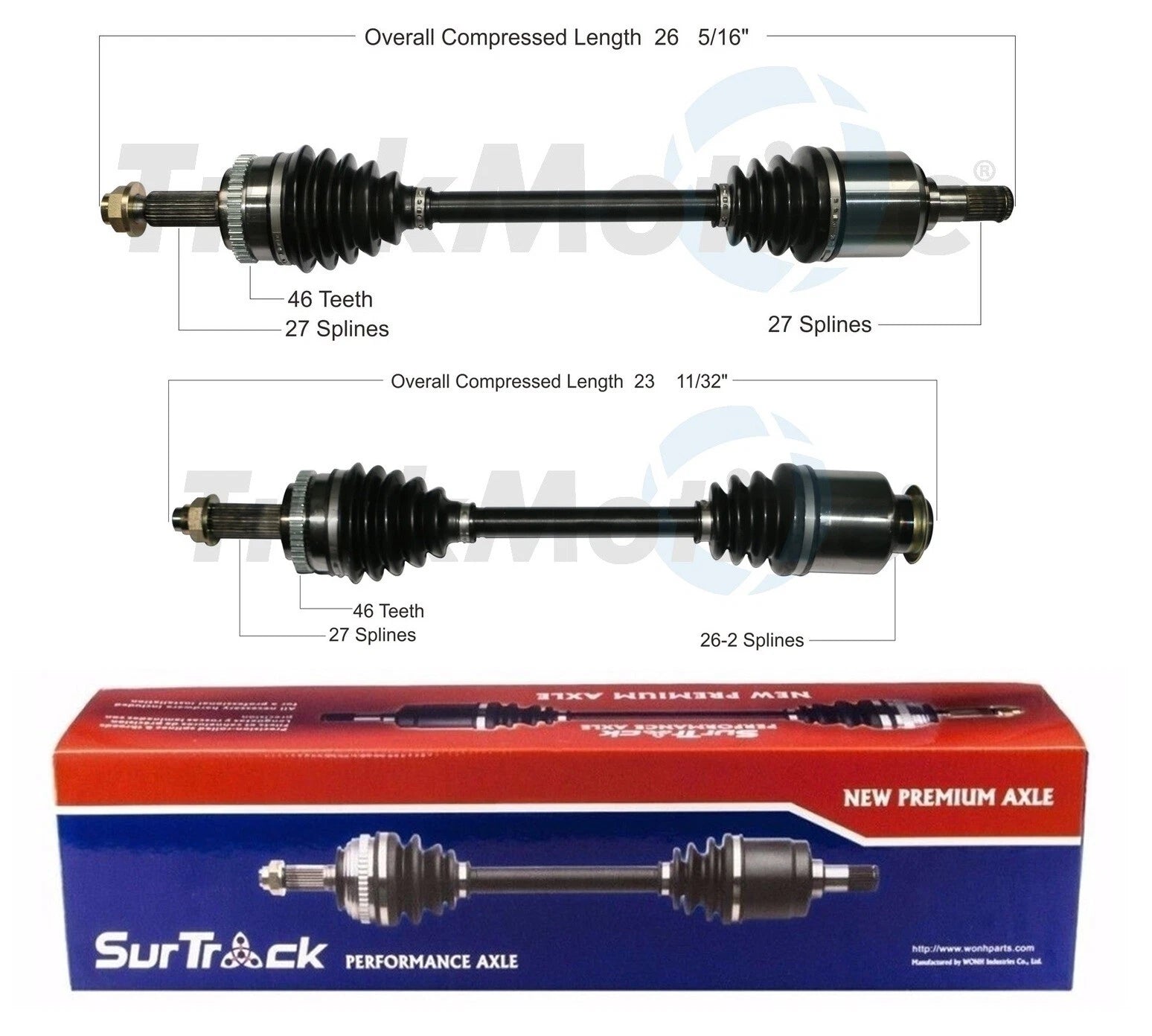 Set of 2 Front CV Axle Shafts for Kia Forte5, Hyundai Veloster (FWD)