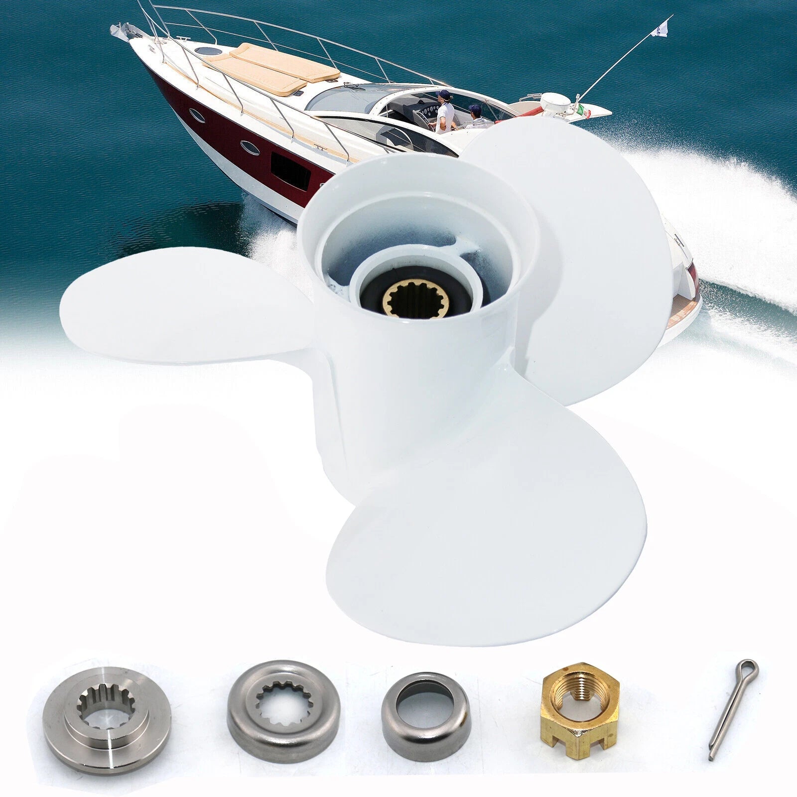 Propeller for Yamaha 25-60 HP 2 & 4 Stroke (12 1/4x9, 9" Pitch) PN & Hardware Kit
