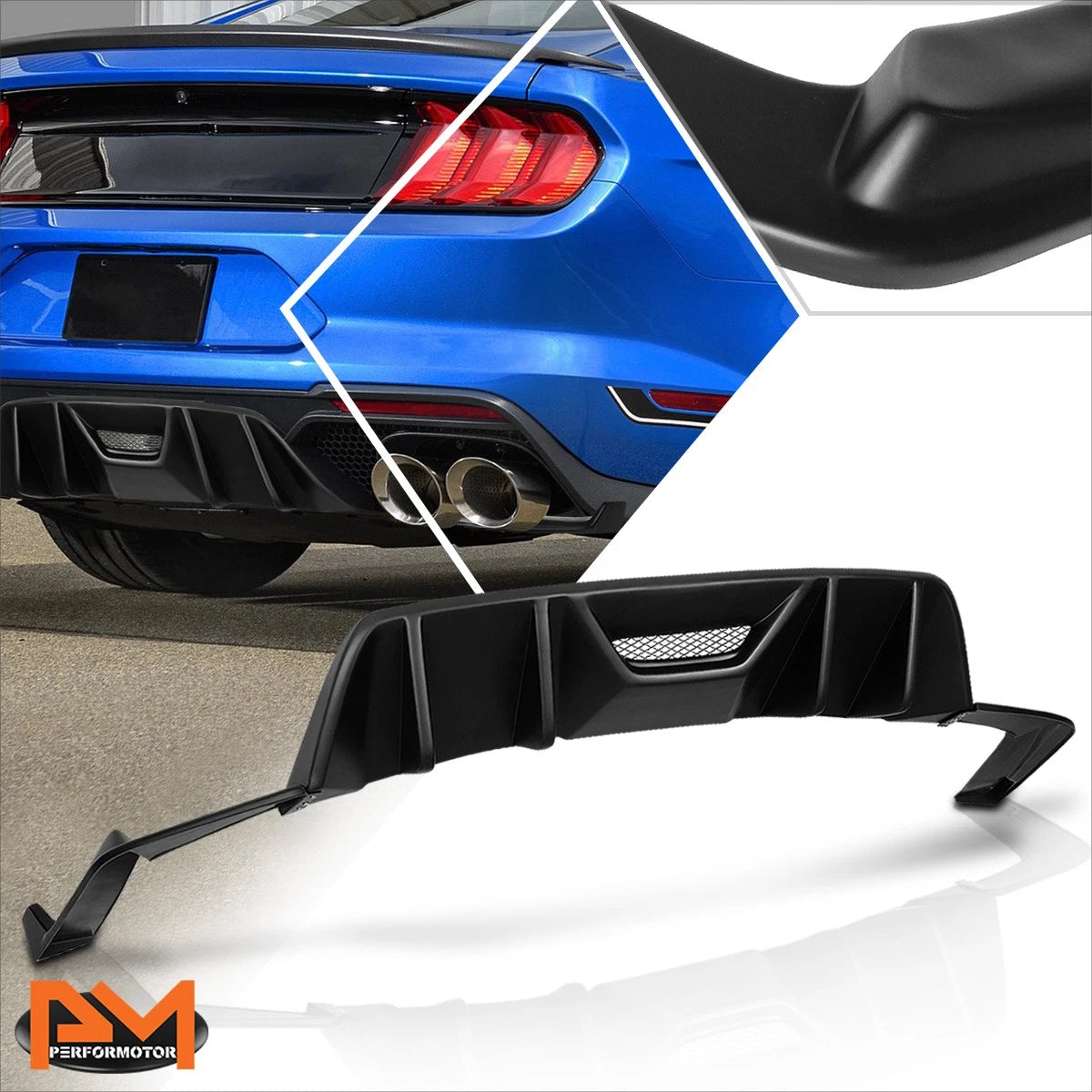 Quad Fin Side Valve Rear Bumper Diffuser for Ford Mustang (2015–2017)