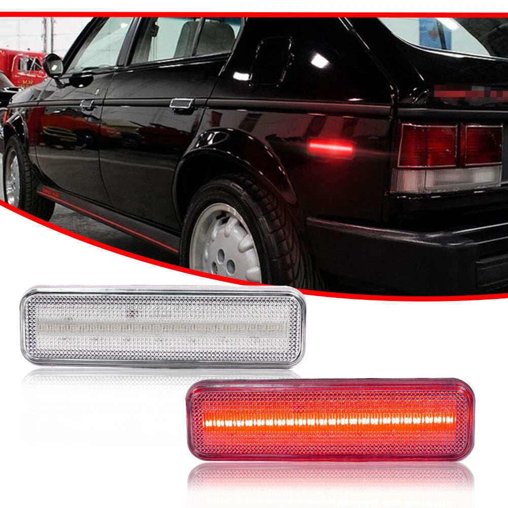 2X Clear Lens Red LED Rear Side Marker Lights for Dodge Plymouth
