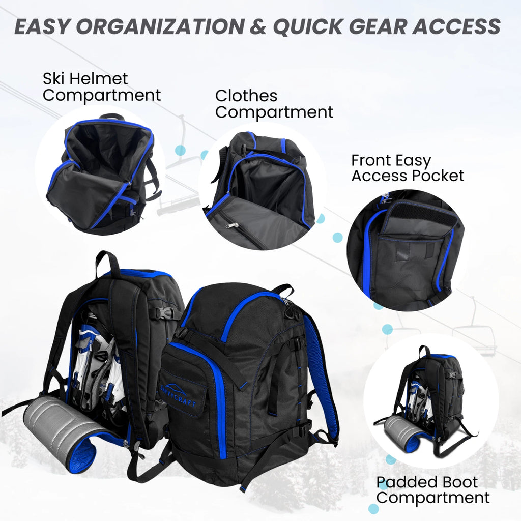 50L Ski Snowboard Boot Bag Backpack for Gear and Accessories