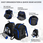 50L Ski Snowboard Boot Bag Backpack for Gear and Accessories