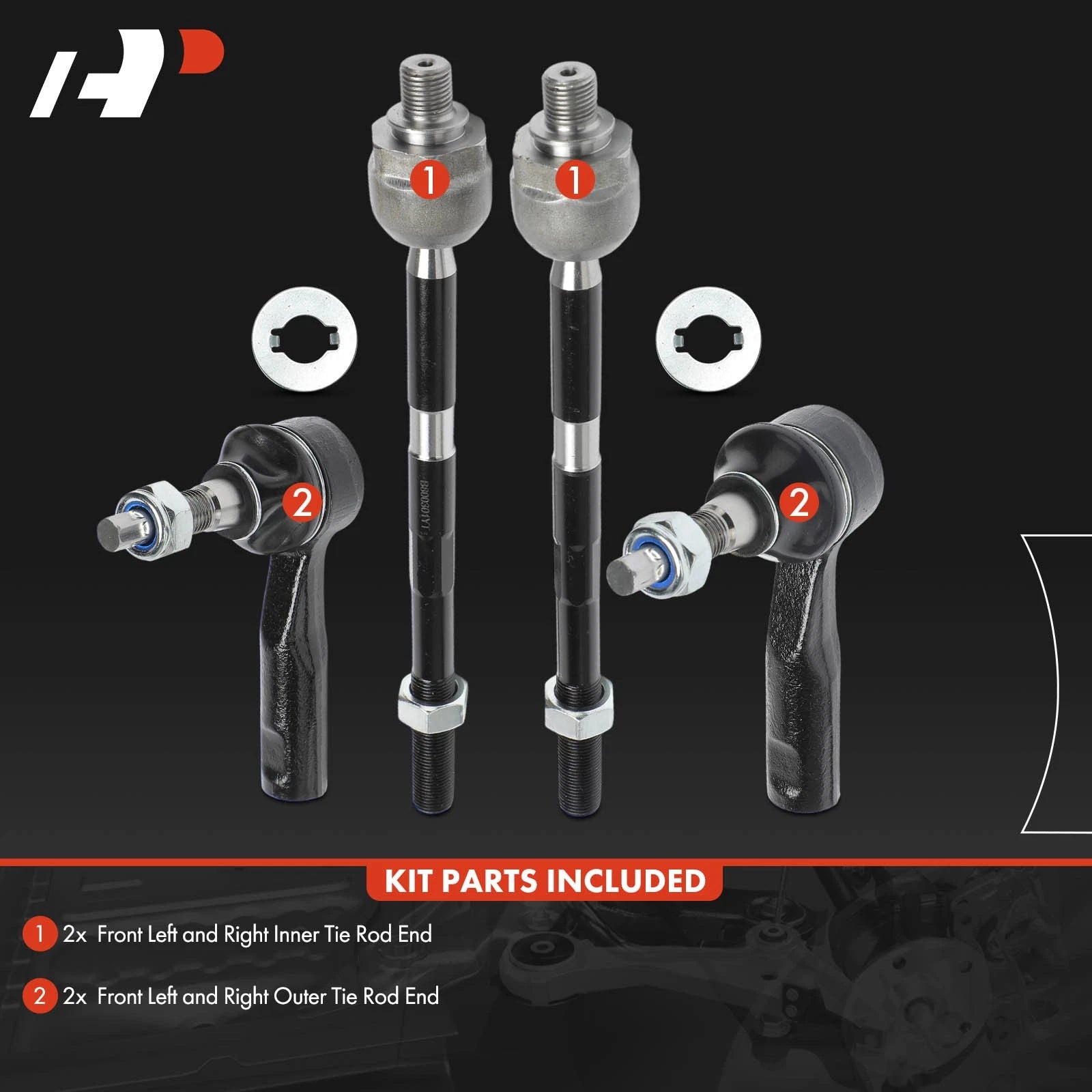 Set of 4 Front Inner & Outer Tie Rod Ends for Chevy Colorado GMC Canyon