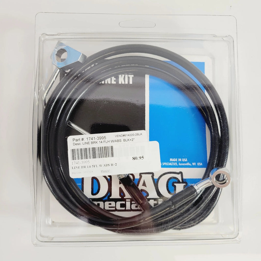 Drag Specialties Extended Stainless Steel Brake Line Kit for Harley Touring (2014–2023)