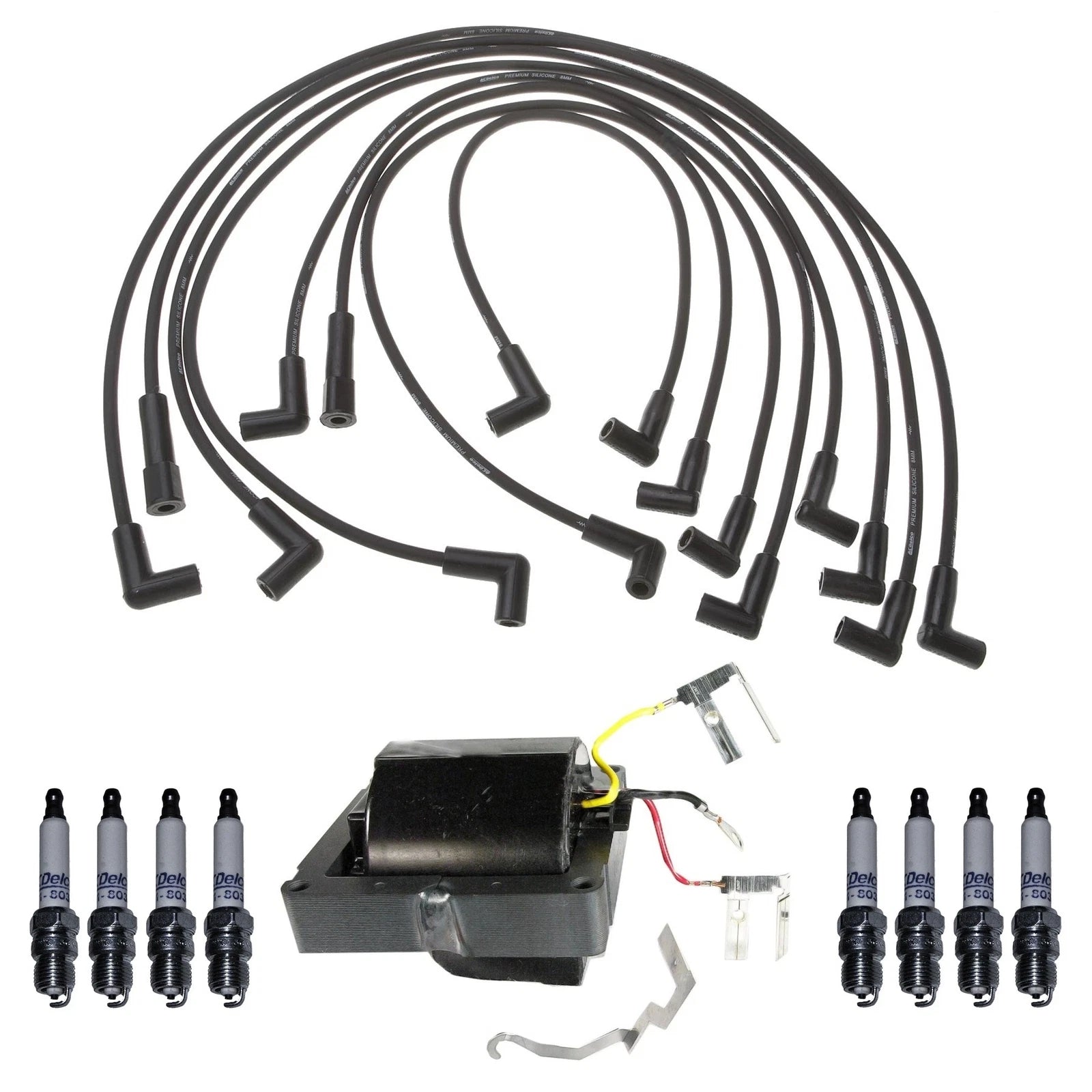 Ignition Wires Coil & 8 Spark Plugs Kit for Chevy 5.7 VIN L LD (1985)