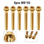 Set of 6 Titanium M8x45mm Torx Head Flange Screws for Motorcycle