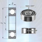 2 Pcs 624-2RS Deep Groove Ball Bearings for Auto (4x13x5mm)