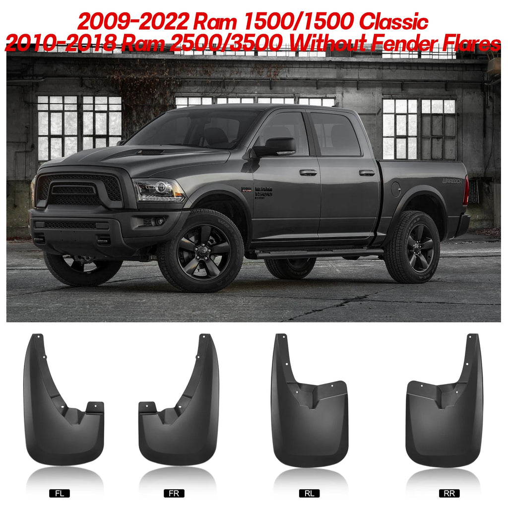 4PCS Splash Guards for Dodge Ram 1500 2009-2010, 2500 2009-2010, 3500 2009-2010