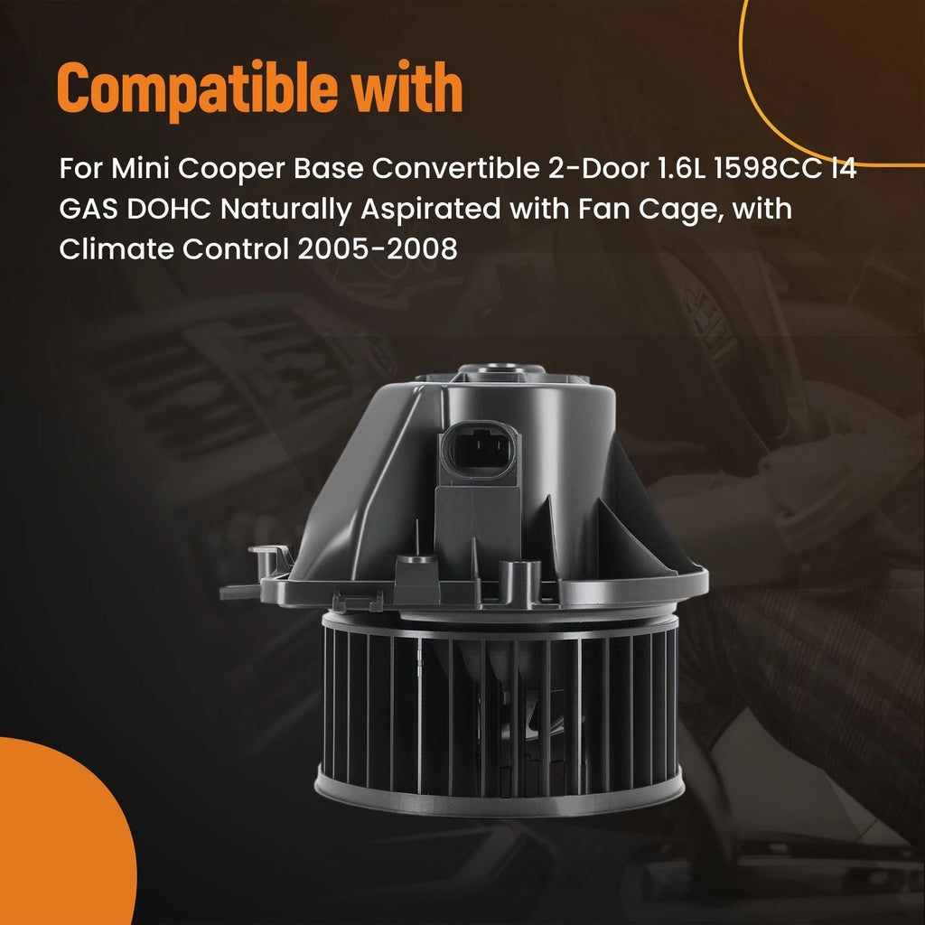 Heater Blower Motor for Mini Cooper Base Convertible (2005–2008) 64111497538