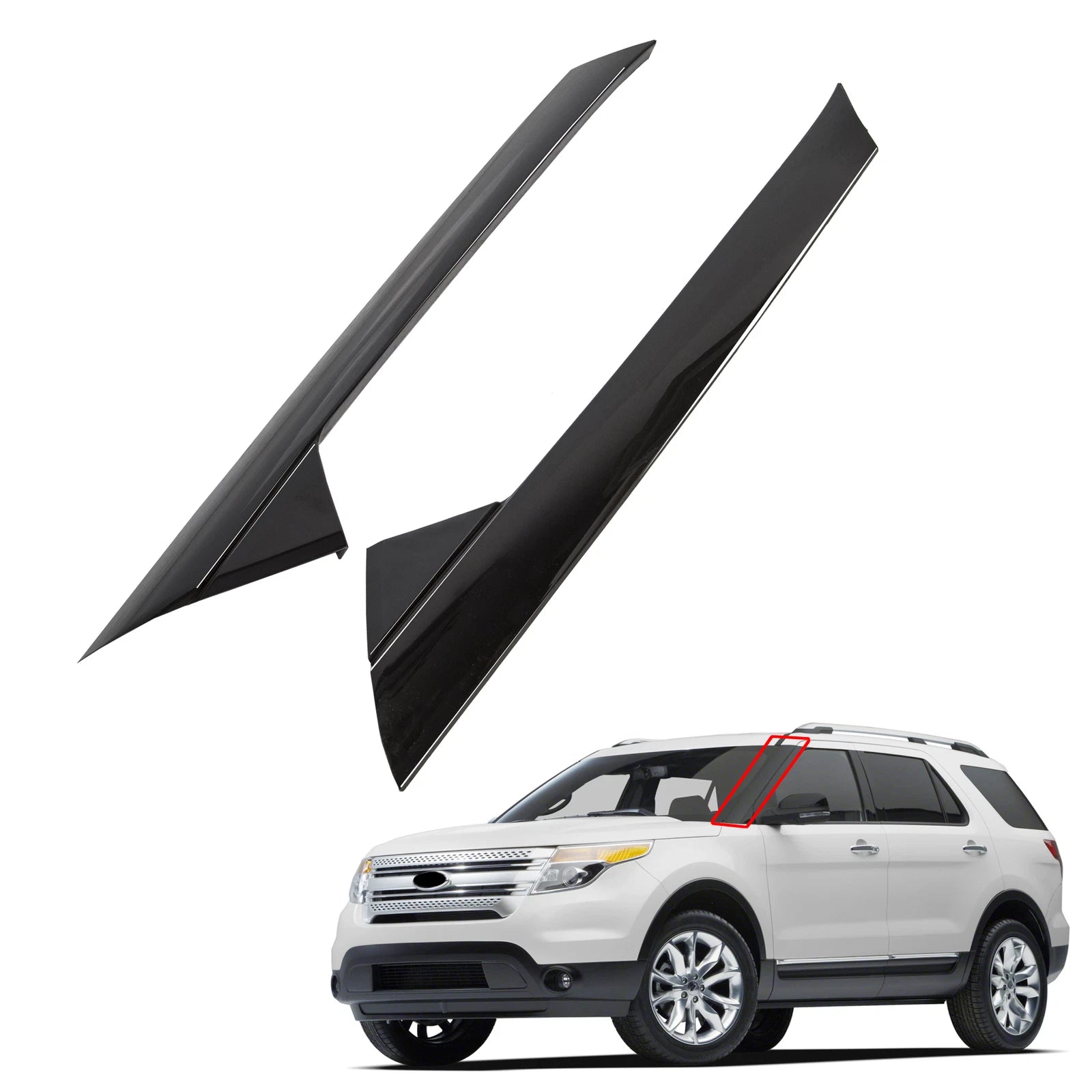 Set of 2 Windshield Outer Trim Pillar Molding for Ford Explorer (2011-2019)