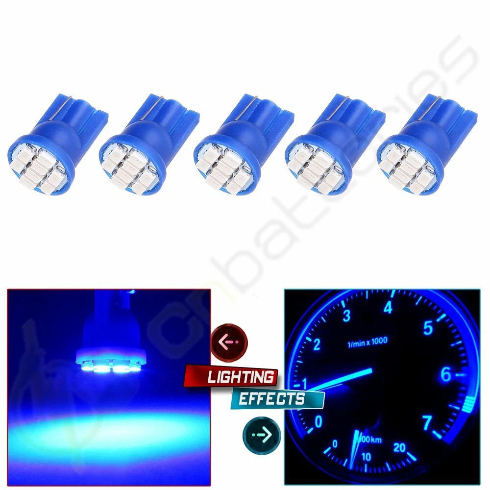 Set of 5 T10 Blue 8-3020-Epistar SMD LED License Plate Lights Bulbs