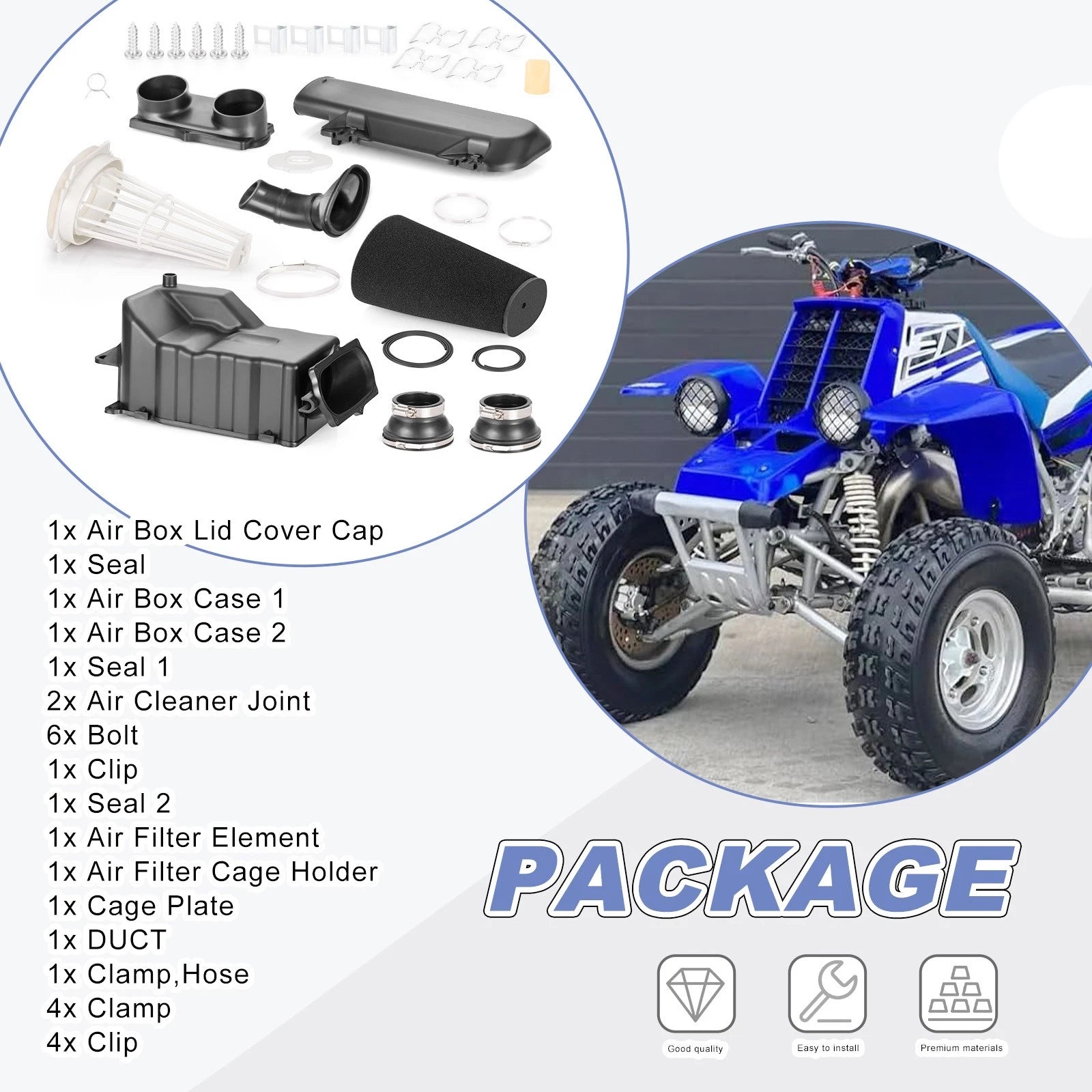 Air Filter Box Assembly Kit for Yamaha Banshee 350 (1987–2006)