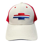 Embroidered Hat Cap for Chevy Bowtie Cream White Blue (—)